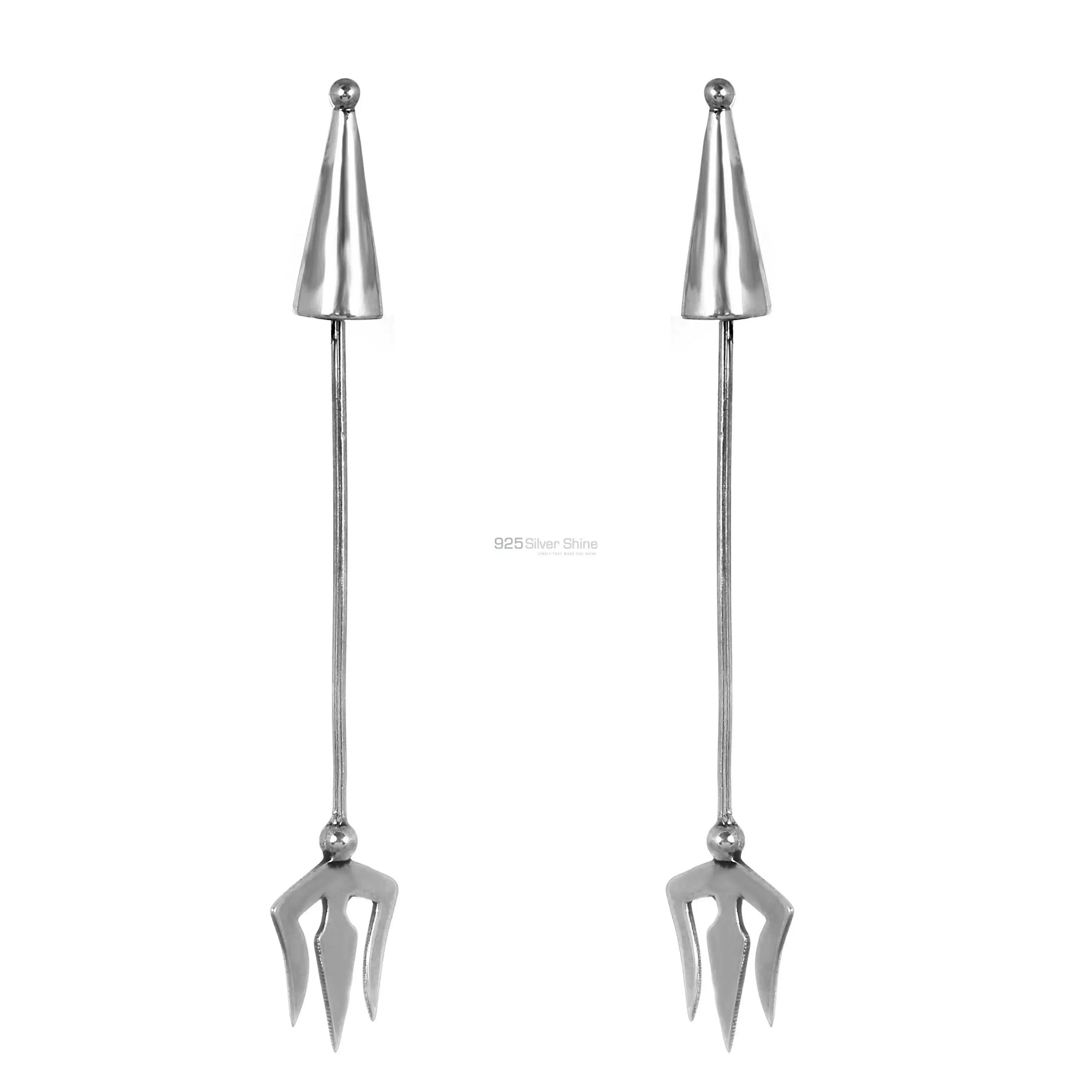 925 Sterling Silver Trishul Earrings 925SE286_1