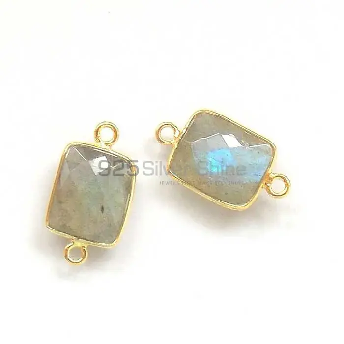 Labradorite Octagon Gemstone Double Bail Bezel Sterling Silver Gold Vermeil Gemstone Connector 925GC326_1