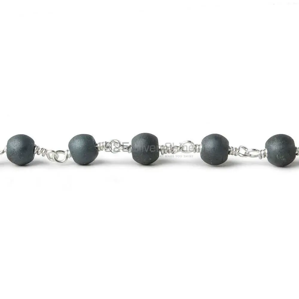 Lapis Lazuli Plain Round Rosary Chain. "Wire Wrapped 1 Feet Roll Chain" 925RC155_0