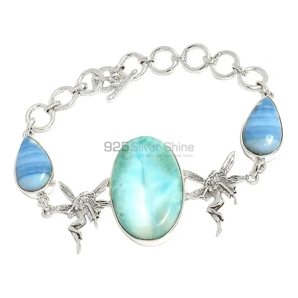 Larimar-Blue Lace Agate Gemstone Bracelets In 925 Fine Silver Jewelry 925SB299-8