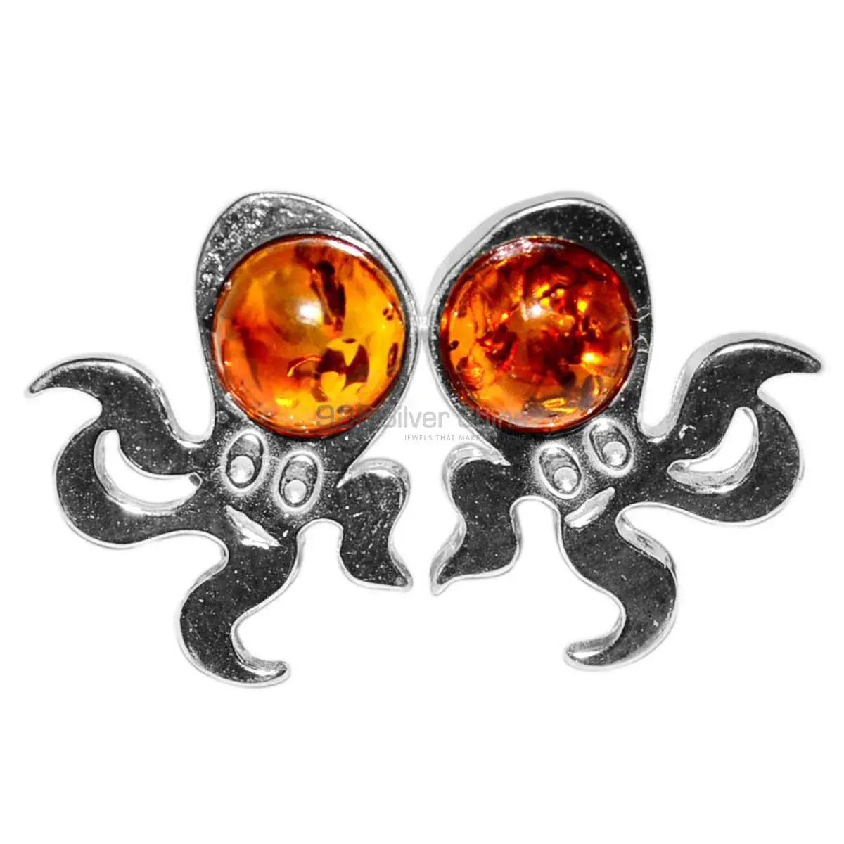 Natural Amber Gemstone Earrings In 925 Sterling Silver Jewelry 925SE2924_0