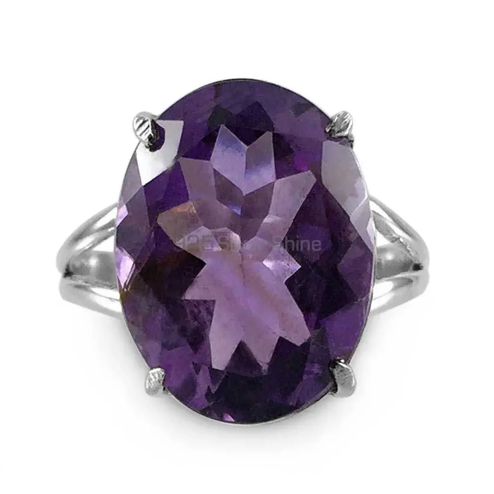 Amethyst Cut Stone Elegant Silver Ring 925SR2373_0