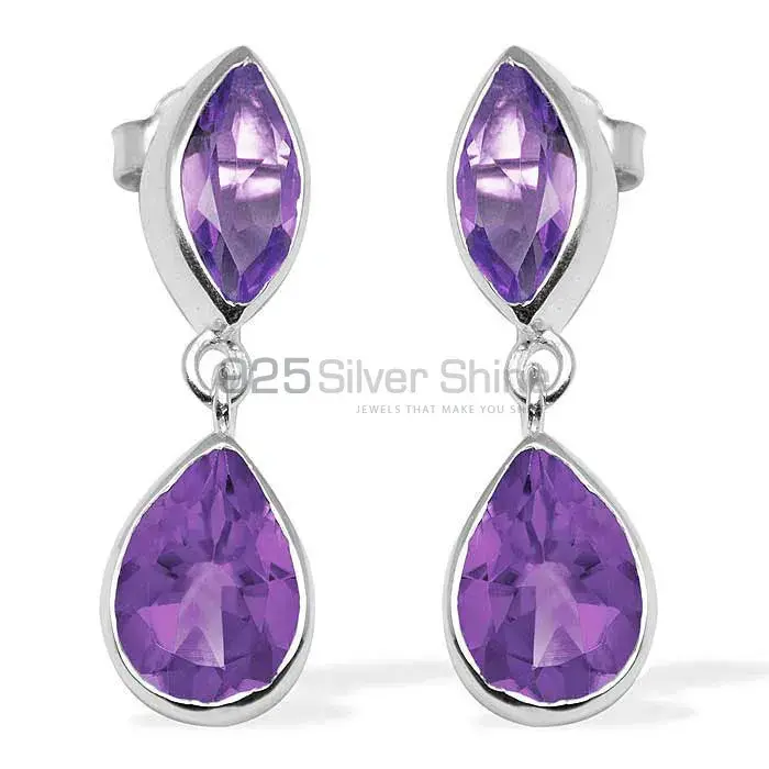 Natural Amethyst Gemstone Earrings In 925 Sterling Silver Jewelry 925SE1128_0