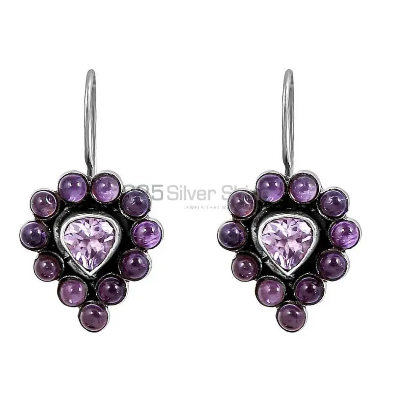 Natural Amethyst Semi Precious Gemstone Earring In 925 Sterling Silver Jewelry 925SE122_0