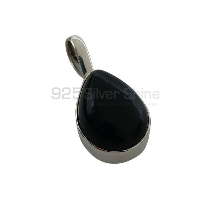 Natural Black Onyx Gemstone Pendant In Sterling Silver 925NSP07_0