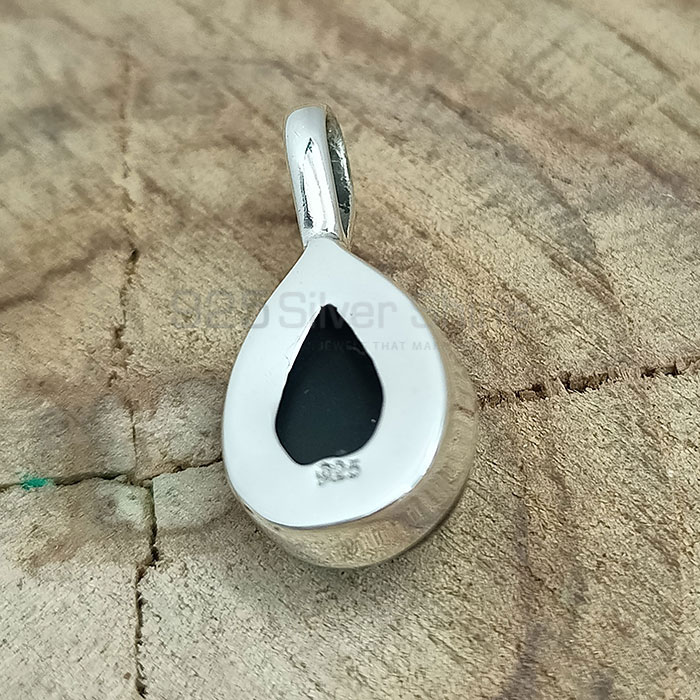 Natural Black Onyx Gemstone Pendant In Sterling Silver 925NSP07_2