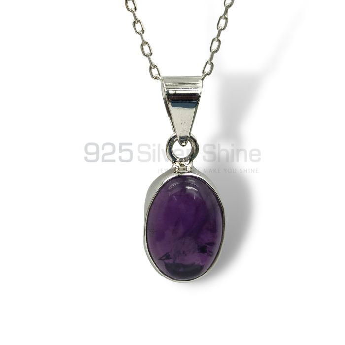 Natural Cabochon Amethyst Gemstone Pendant In Sterling Silver 925NSP11_0