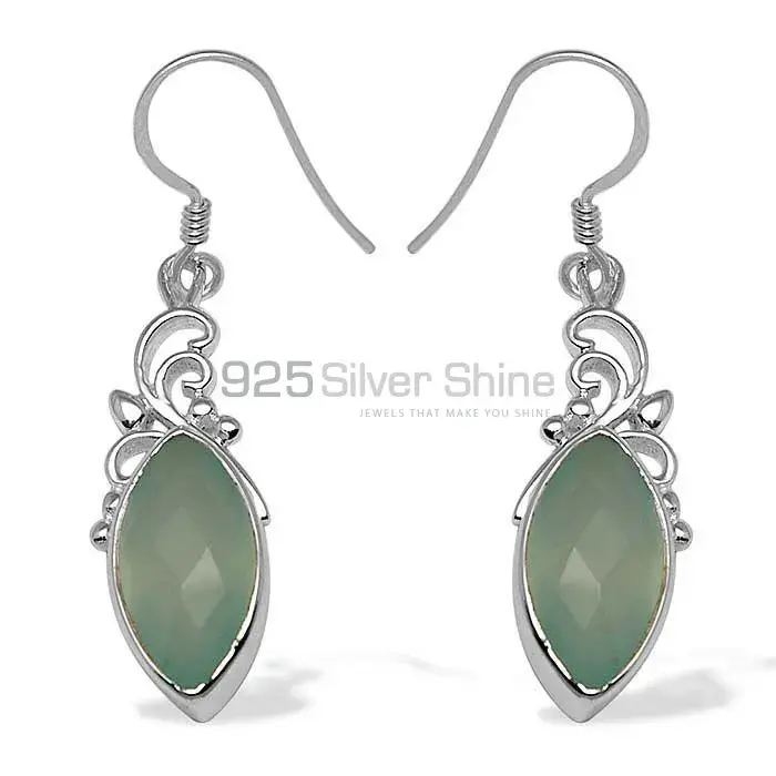 Natural Chalcedony Gemstone Earrings In 925 Sterling Silver 925SE1019_0
