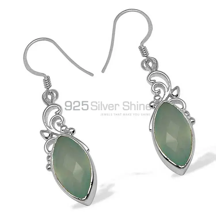 Natural Chalcedony Gemstone Earrings In 925 Sterling Silver 925SE1019_1