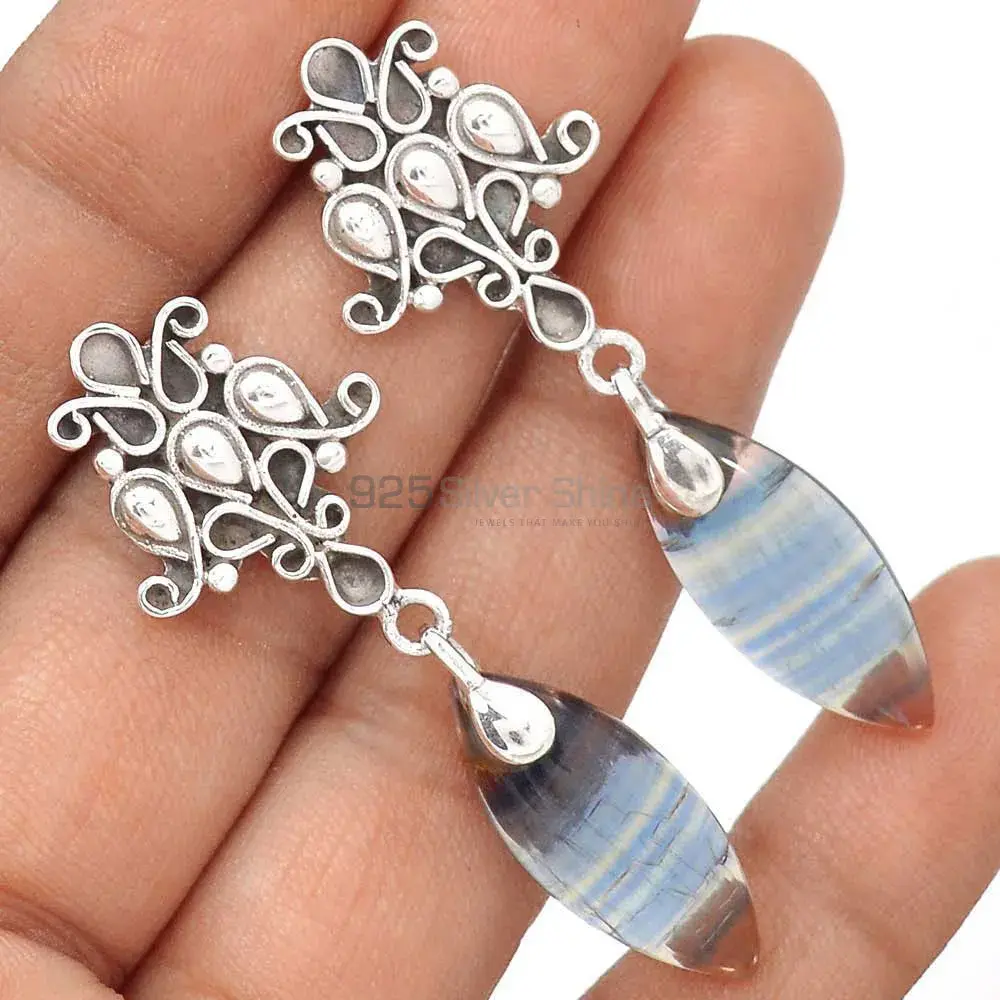 Natural Fluorite Gemstone Earrings In 925 Sterling Silver Jewelry 925SE2053_1
