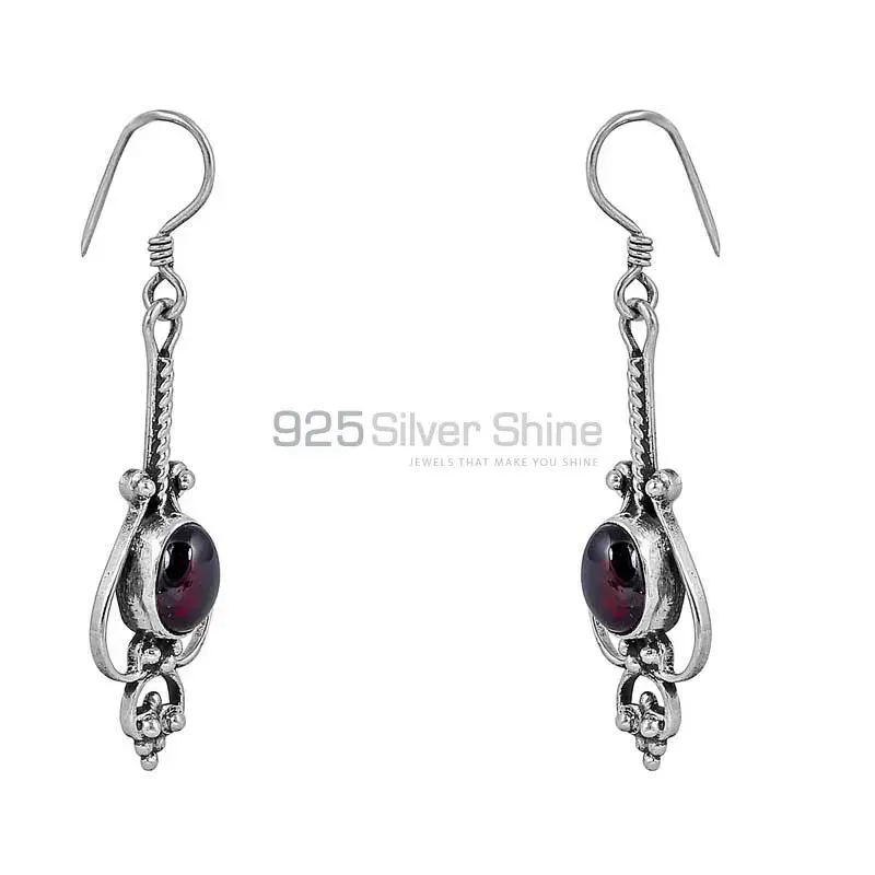 Natural Garnet Gemstone Earring In Sterling Silver Jewelry 925SE57_2