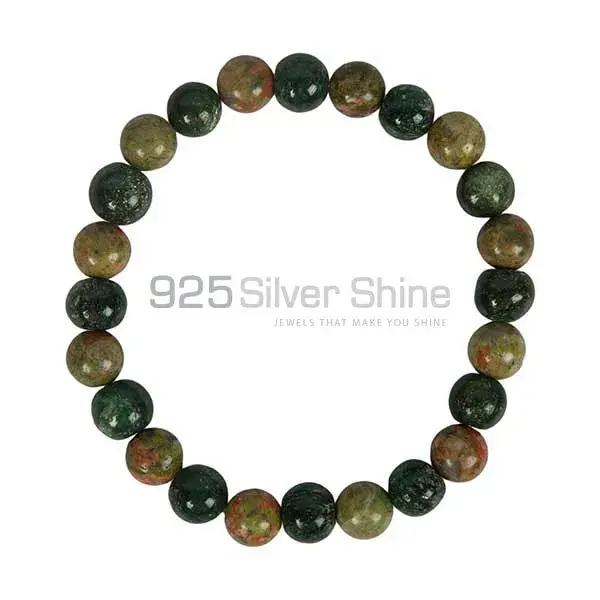 Natural Bloodstone Gemstone Beads Bracelets 925BB141