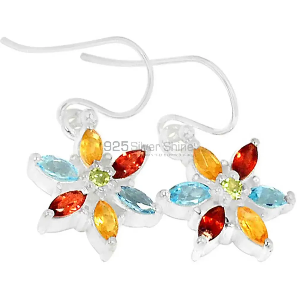 Natural Multi Gemstone Earrings In 925 Sterling Silver Jewelry 925SE499