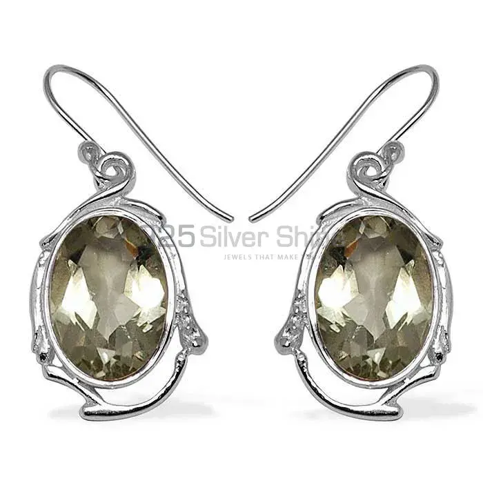 Natural Smoky Quartz Gemstone Earrings In Solid 925 Silver 925SE785_0
