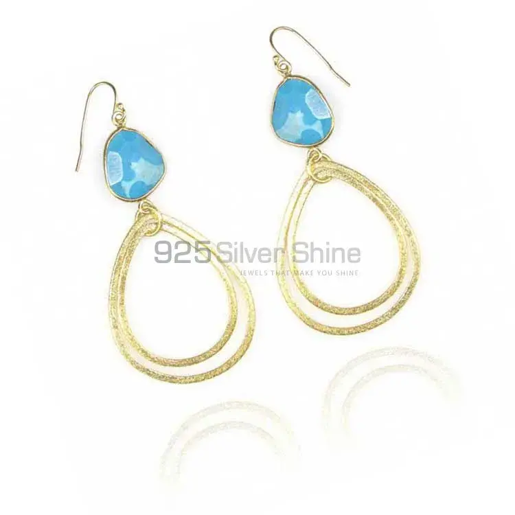 Natural Turquoise Gemstone Earrings In 925 Sterling Silver Jewelry 925SE1952_3