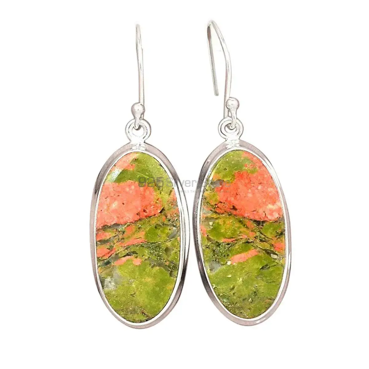Natural Unakite Gemstone Earrings In 925 Sterling Silver Jewelry 925SE2600_1