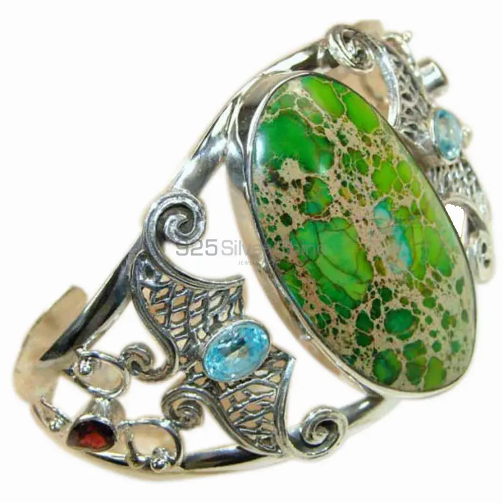 Stunning Jasper-Garnet-Blue Topaz Gemstone Bracelet In Sterling Silver Jewelry 925SSB186
