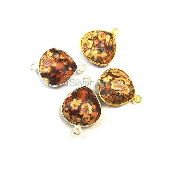 Pieces Jasper Heart Gemstone Double Bail Bezel Sterling Silver Gold Vermeil Gemstone Connector 925GC383_1
