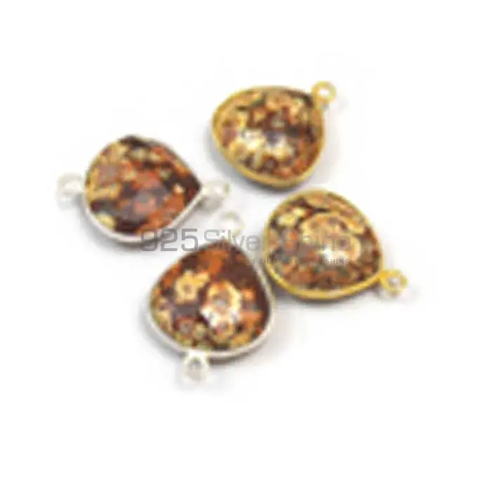 Pieces Jasper Heart Gemstone Double Bail Bezel Sterling Silver Gold Vermeil Gemstone Connector 925GC384_0