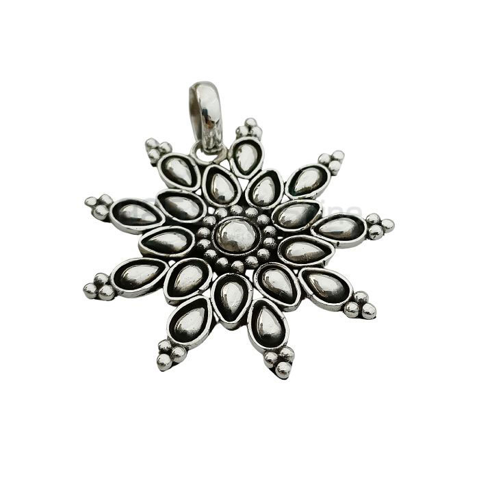 Plain Handmade Oxidised Sterling Silver Pendant 925NSP17_0