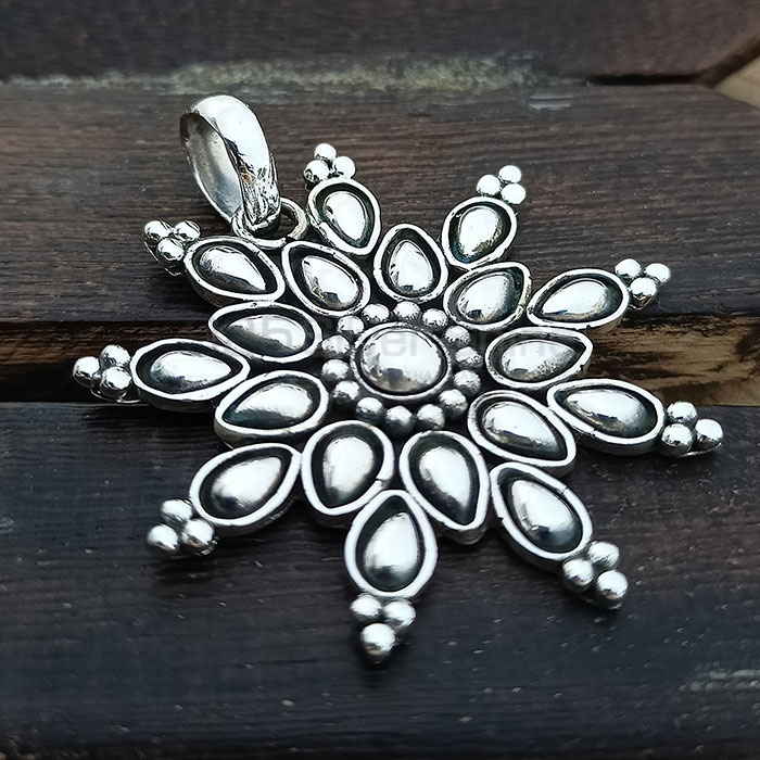 Plain Handmade Oxidised Sterling Silver Pendant 925NSP17_1