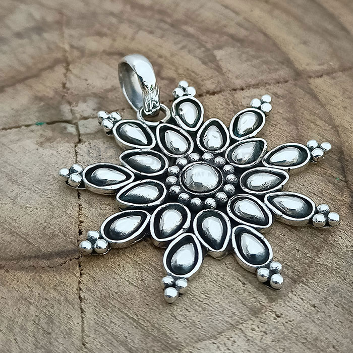 Plain Handmade Oxidised Sterling Silver Pendant 925NSP17_2