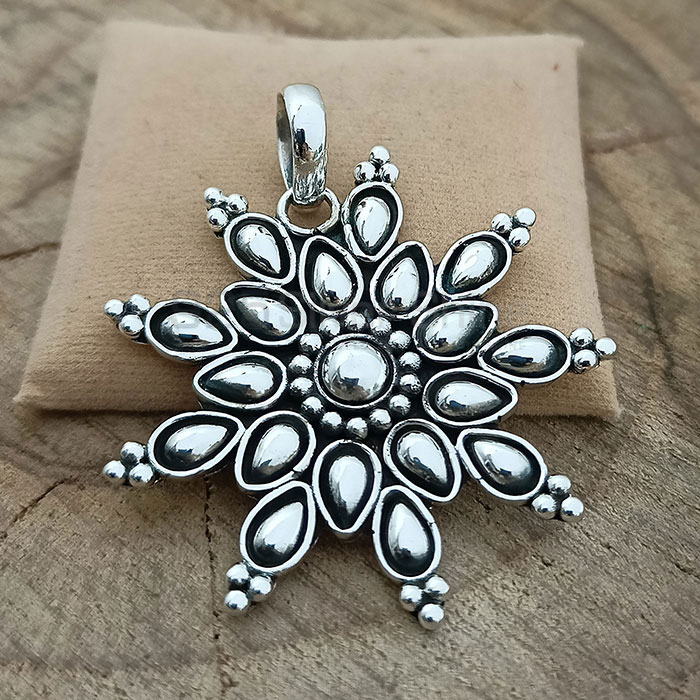 Plain Handmade Oxidised Sterling Silver Pendant 925NSP17
