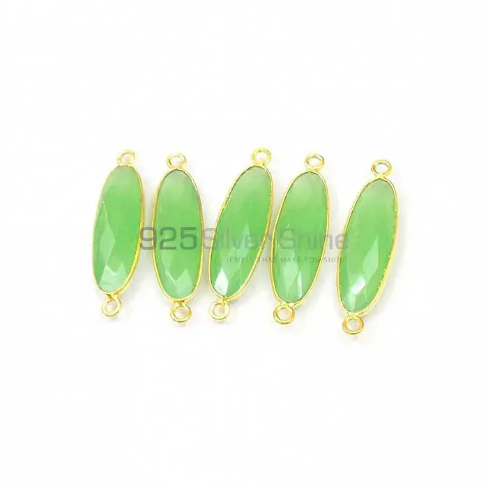 Prehnite Chalcedony Oval Gemstone Double Bail Bezel Sterling Silver Gold Vermeil Connector 925GC136_4