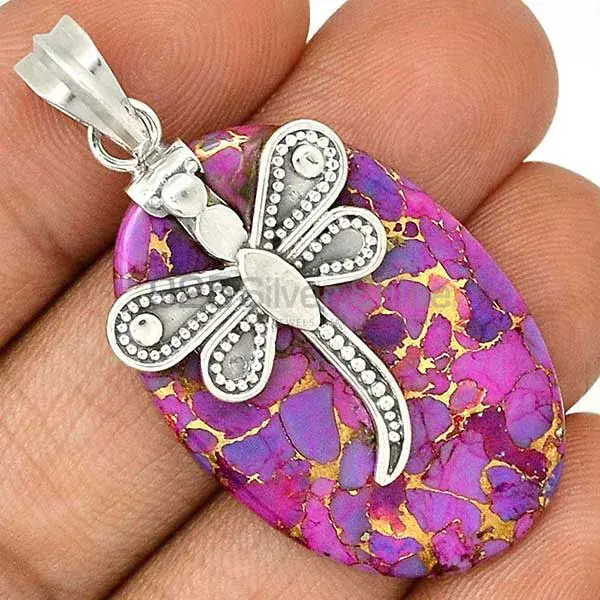 Purple Copper Turquoise Gemstone Pendants In Fine Sterling Silver Jewelry 925SP68-2_1