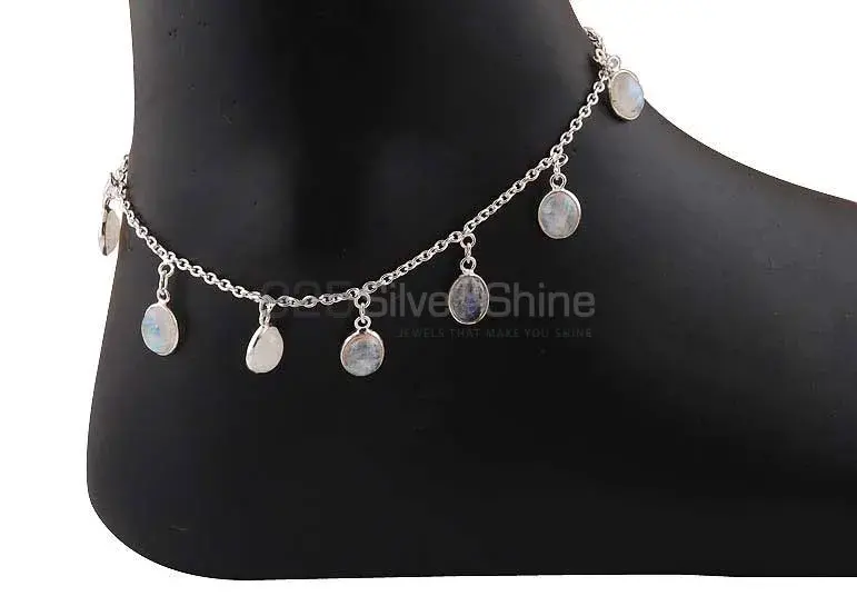 Rainbow Moonstone Anklet In 925 Sterling Silver Jewelry 925ANK136