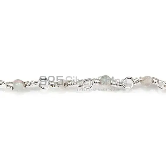 Rose Quartz Gemstone Rosary Chain. "Wire Wrapped 1 Feet Roll Chain" 925RC221_0