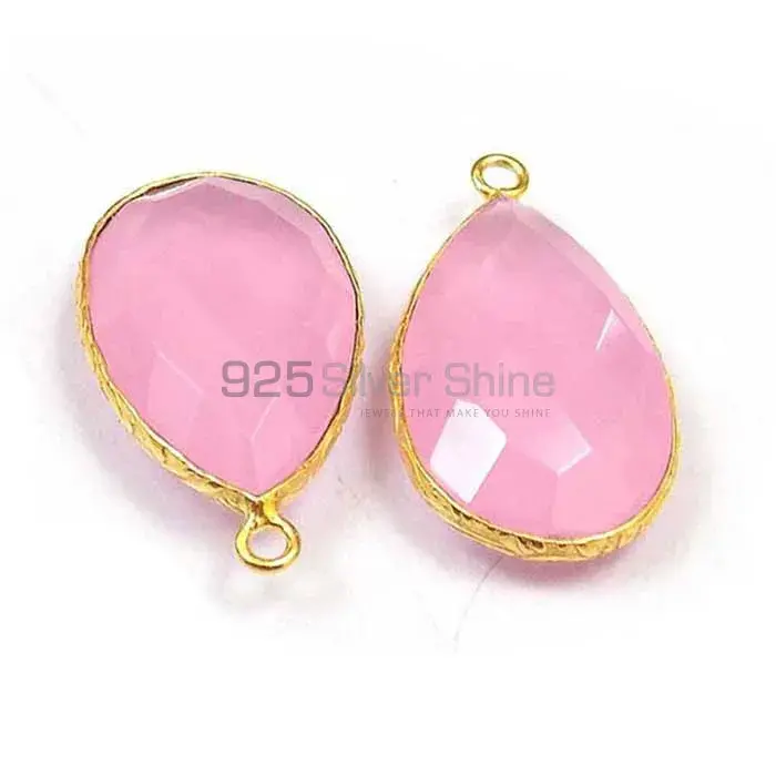 Rose Quartz Pear Gemstone Single Bail Bezel Sterling Silver Gold Vermeil Connector 925GC167_2