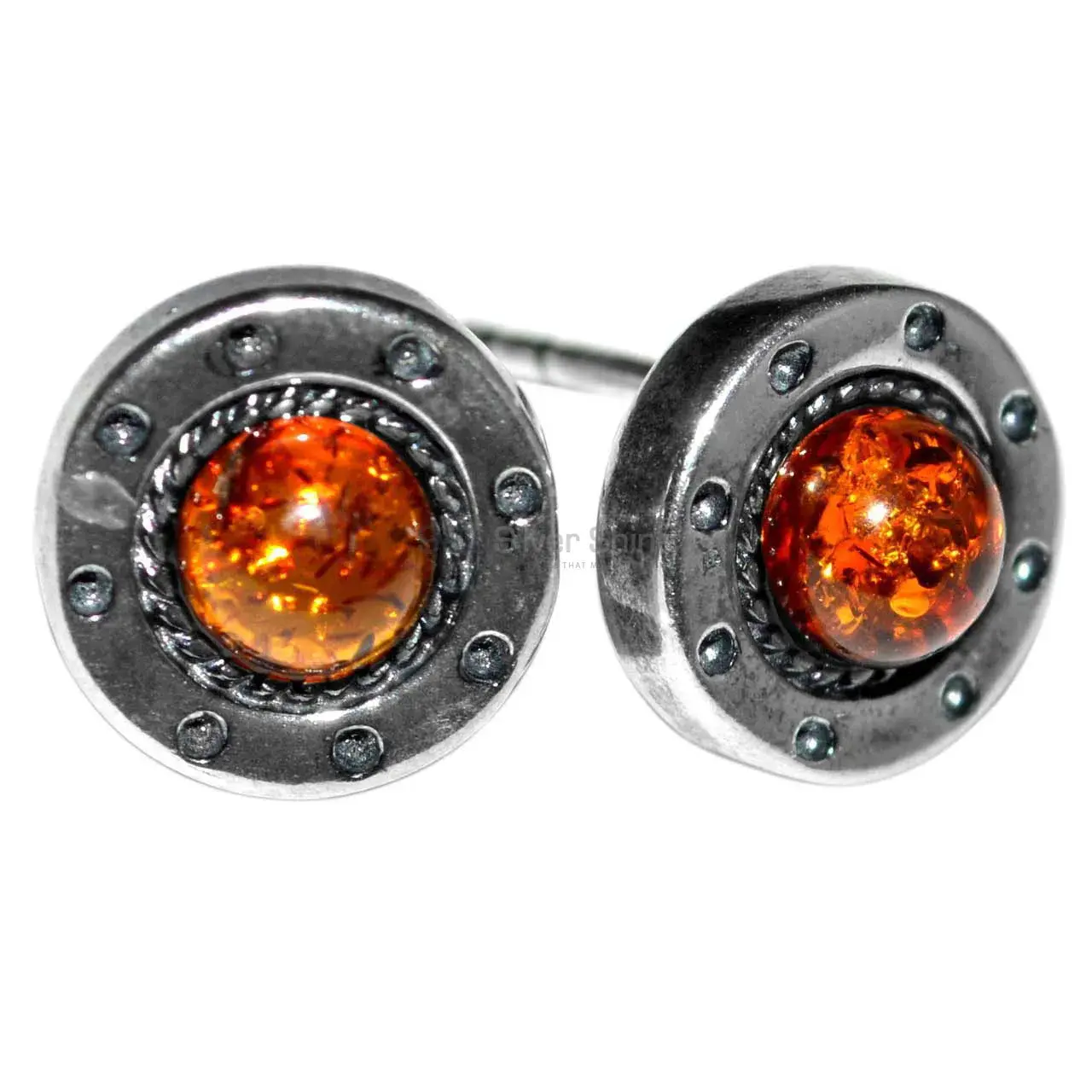 Semi Precious Amber Gemstone Earrings In 925 Sterling Silver Jewelry 925SE2928_0