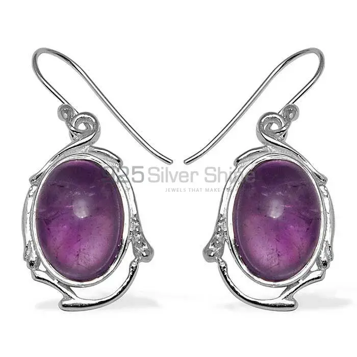 Semi Precious Amethyst Gemstone Earrings In 925 Sterling Silver 925SE783_1