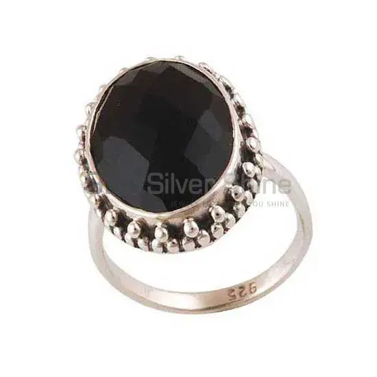 Semi Precious Black Onyx Gemstone Rings In Solid 925 Silver 925SR4027_1