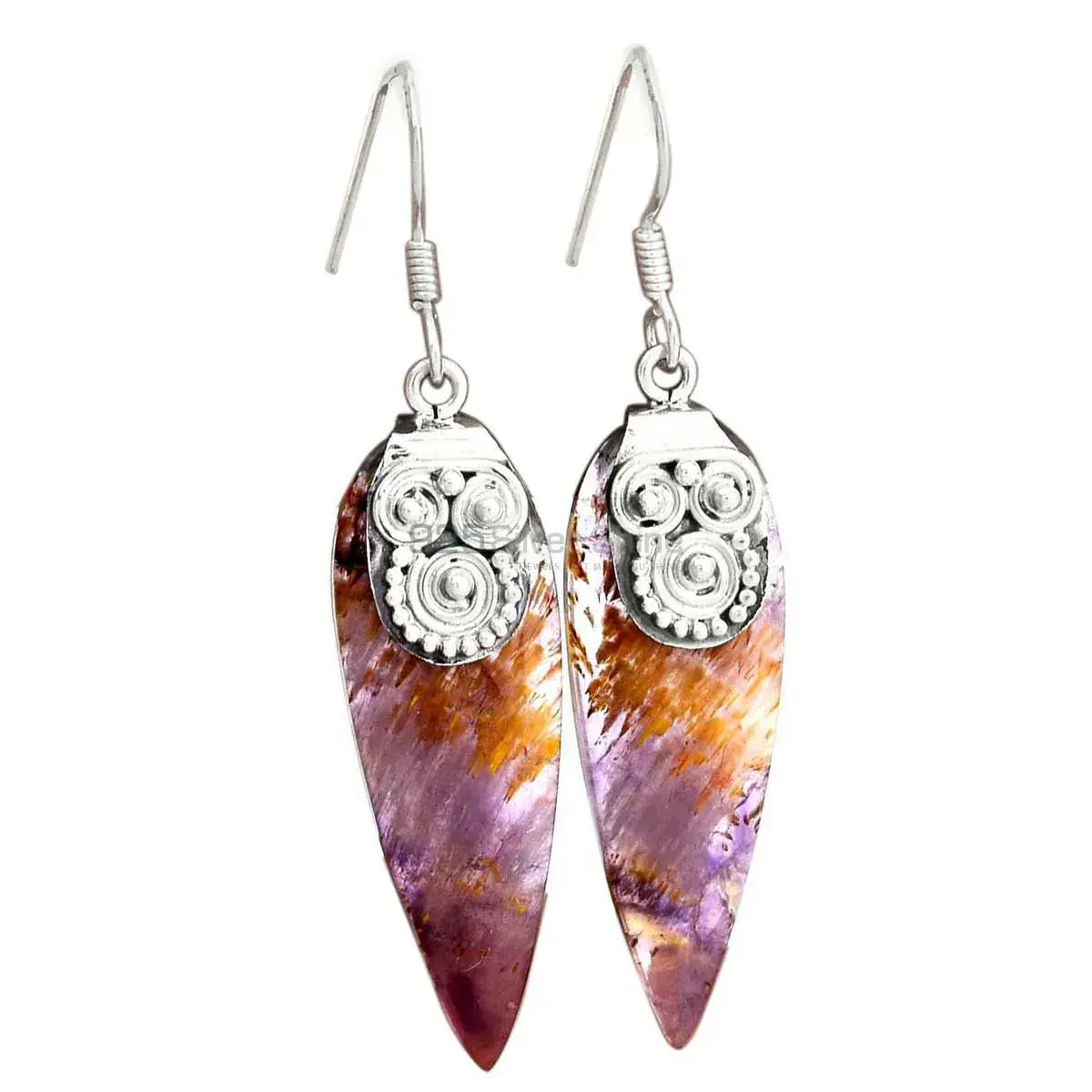 Semi Precious Cacoxenite Gemstone Earrings In 925 Sterling Silver Jewelry 925SE2525_0