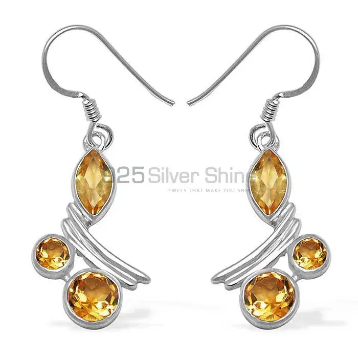 Semi Precious Citrine Gemstone Earrings In 925 Sterling Silver Jewelry 925SE1044_0