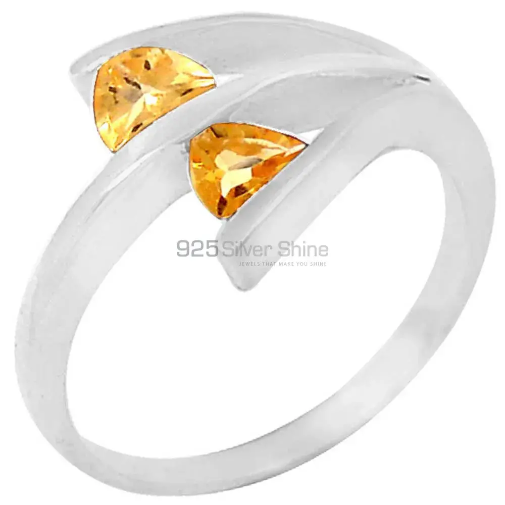 Trillion Citrine Stone Sterling Silver Rings 925SR057-2_0