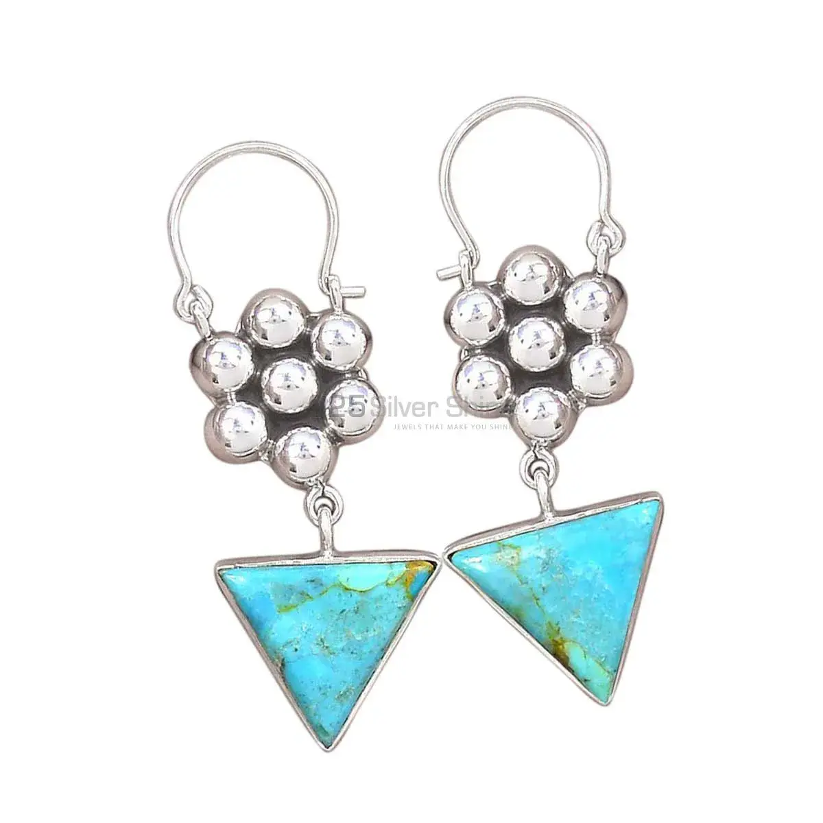 Semi Precious Larimar Gemstone Earrings In 925 Sterling Silver Jewelry 925SE3080_0