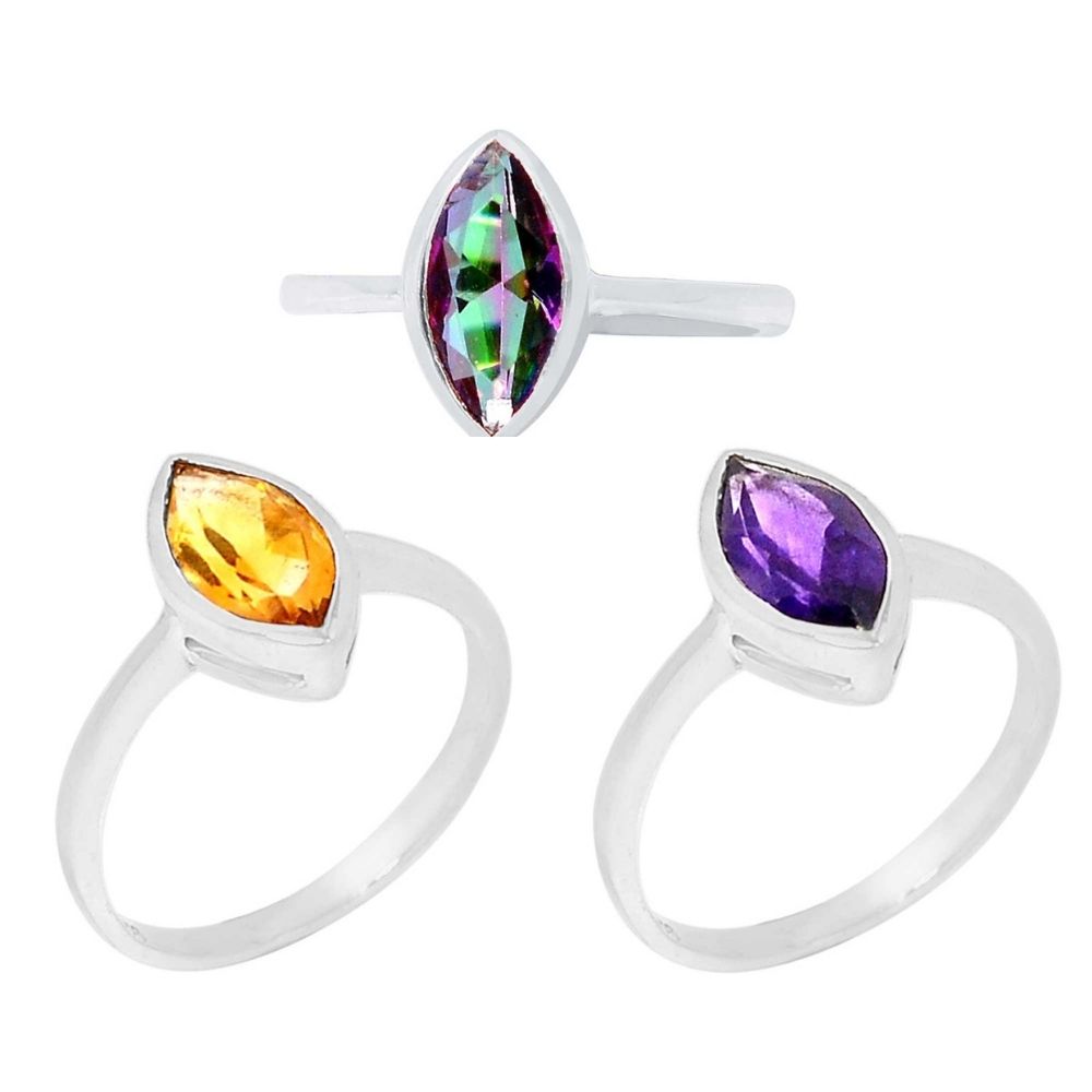 Semi Precious Mystic Topaz Gemstone Rings In 925 Sterling Silver 925SR924_2