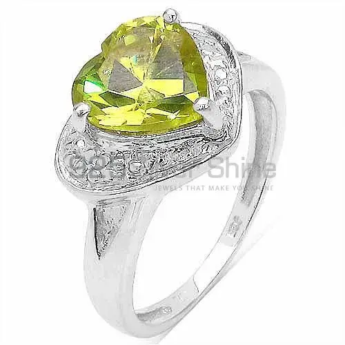 Natural Faceted Peridot Birthstone Silver Rings 925SR3199_0