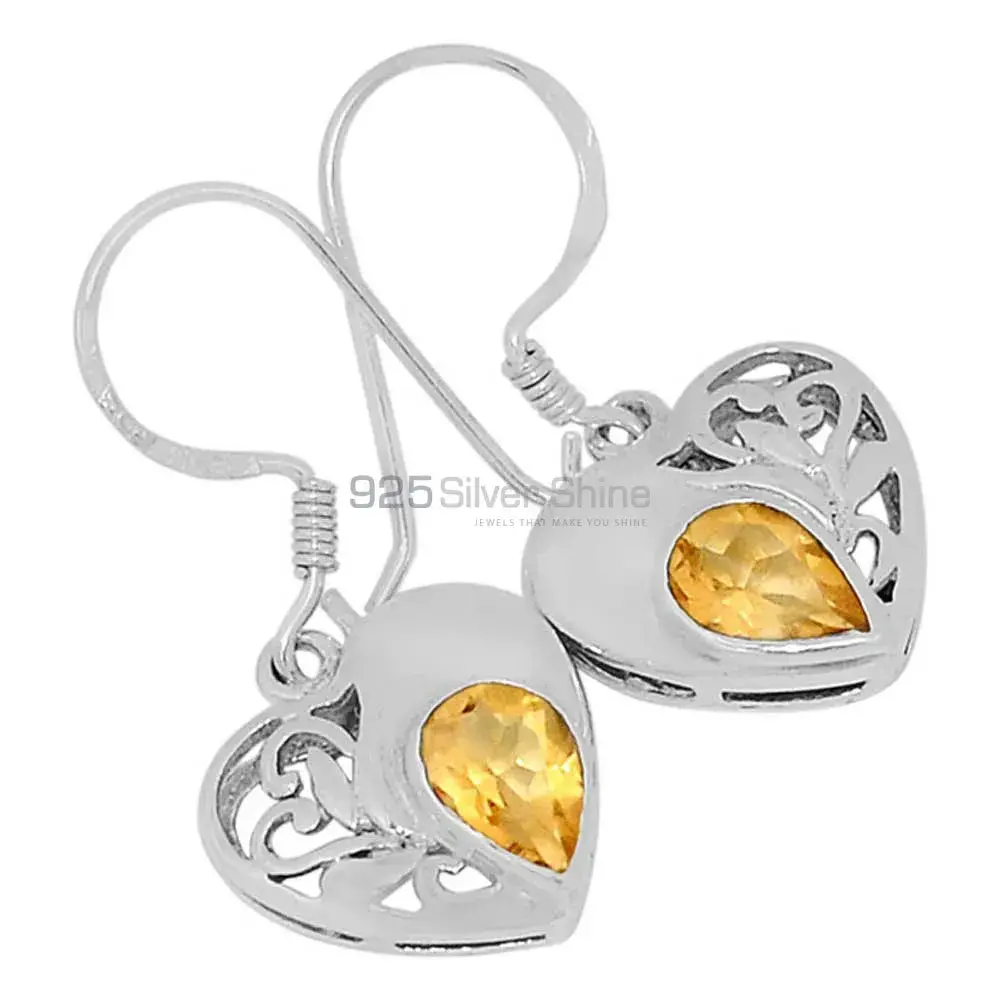 Solid 925 Silver Earrings In Genuine Citrine Gemstone 925SE541_0