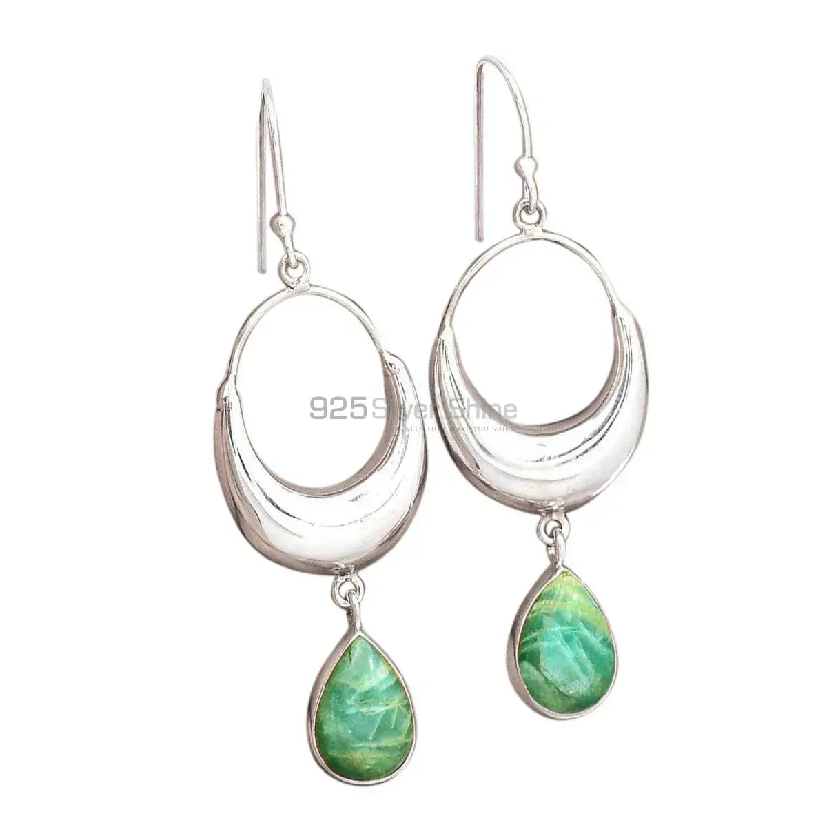 Solid 925 Silver Earrings In Natural Amazonite Gemstone 925SE2017-1_0