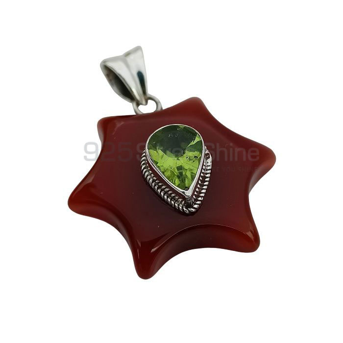 Star Red Onyx Gemstone Pendant In Sterling Silver 925NSP18_0