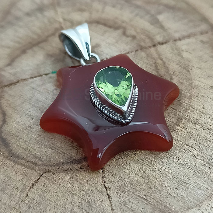 Star Red Onyx Gemstone Pendant In Sterling Silver 925NSP18_1