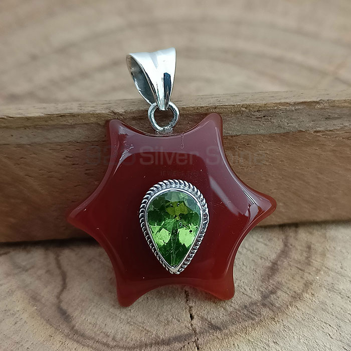Star Red Onyx Gemstone Pendant In Sterling Silver 925NSP18_2
