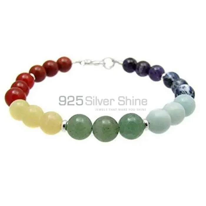 Sterling Silver Chakra Bracelets With Gemstone Jewelry SSCB129
