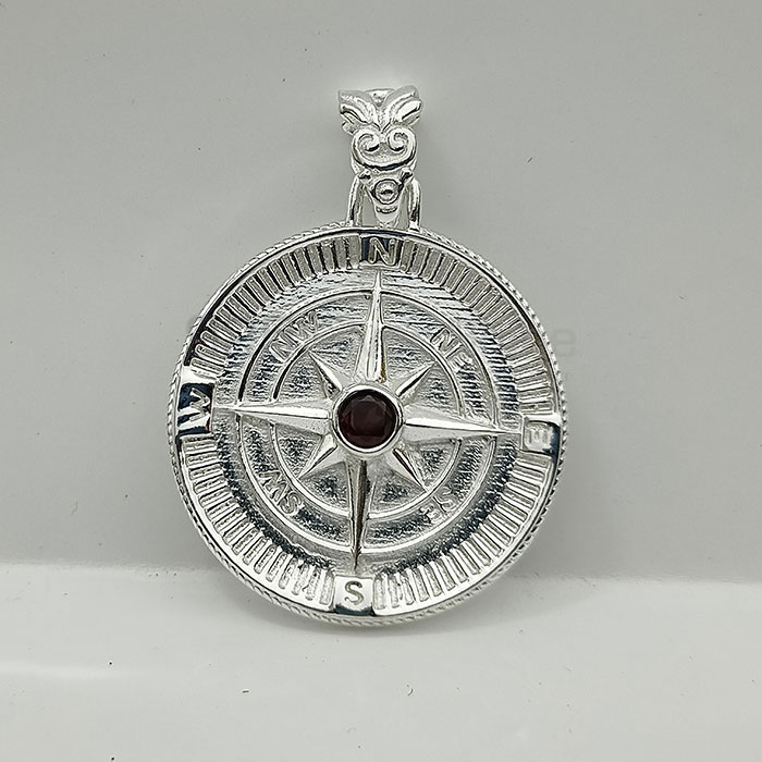 Sterling Silver Compass Pendant In Faceted Gemstone 925NSP25_3