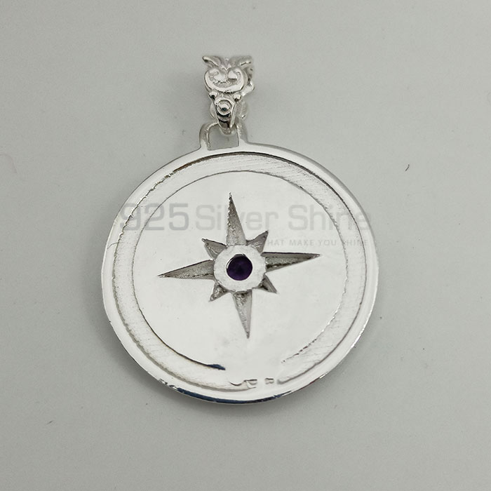 Sterling Silver Compass Pendant In Faceted Gemstone 925NSP25_5