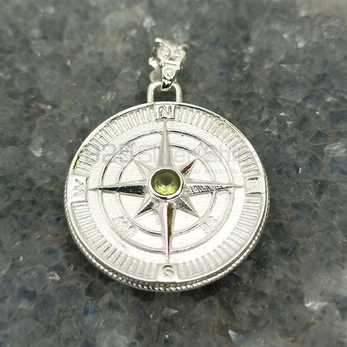 Sterling Silver Compass Pendant In Faceted Gemstone 925NSP25_6
